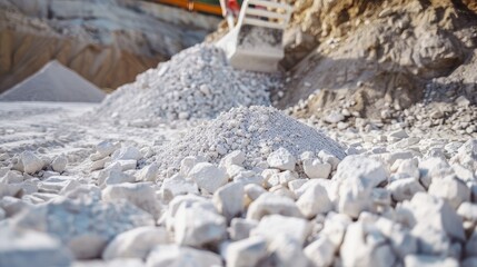 Obraz premium Industrial Quarry with Piles of Rocks