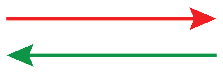 Long arrows icon set. Vector set of trendy long arrows left and right in flat style.  Straight long right vector arrow icon. Icons isolated. Vector illustration. Eps file 25.