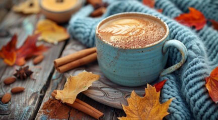 Warm Autumn Day With Cinnamon and a Cup of Coffee
