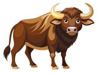 Buffalo vector illustration, cute animal vector illustration, Buffalo illustration vector, cute Buffalo cartoon illustration