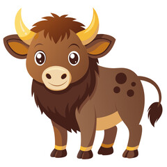 Buffalo vector illustration, cute animal vector illustration, Buffalo illustration vector, cute Buffalo cartoon illustration