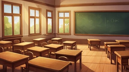 illustration of quiet empty classroom 