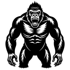 gorilla-animal-silhouette-black-vector-illustratio