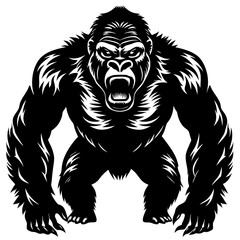 gorilla-animal-silhouette-black-vector-illustratio