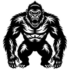 Obraz premium gorilla-animal-silhouette-black-vector-illustratio