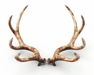 3D reindeer antlers on isolated white background, ideal for festive advertisements.