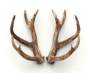 Obraz premium 3D reindeer antlers on isolated white background, ideal for holiday promotions.