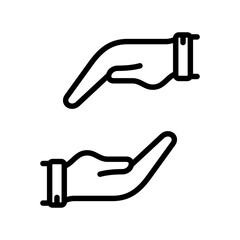 receiving hand icon line vector design illustration template