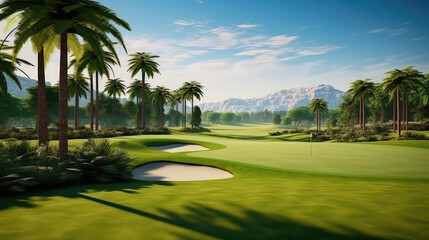 Fototapeta premium Serene Tropical Golf Course Paradise