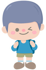 Cute back to school in Children Style Cartoon illustration cute boy