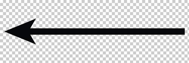 Left Long arrow vector icon. Black horizontal double arrow. Vector icon. thick pointer vector icon isolated on transparency background. Vector illustration. Eps file 45.