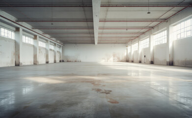 Spacious Empty Industrial Warehouse Interior