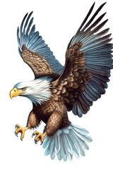 Fototapeta premium Eagle Image, for Stickers, T-Shirt Print, Cap, Mug, Slippers, Mousepad, with Transparent Background PNG