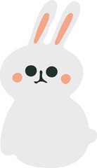 손으로 그린 흰 토끼일러스트