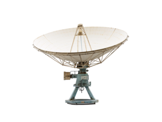 a large satellite dish on a stand