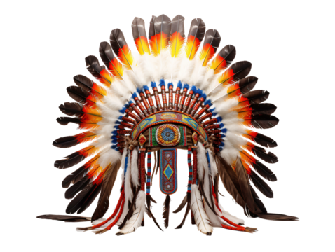 a headdress with feathers