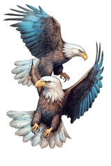 Fototapeta premium Eagle Image, for Stickers, T-Shirt Print, Cap, Mug, Slippers, Mousepad, with Transparent Background PNG