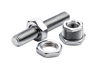 a bolt and nut with a white background