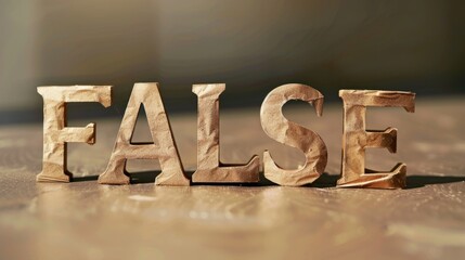 Fototapeta premium Brown Glossy Surface Fake and Misinformation concept art poster.