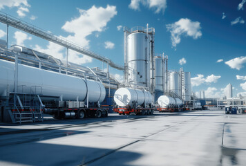Obraz premium Modern Industrial Facility with Tankers