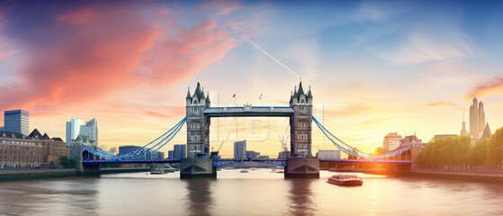 Scenic Sunrise Over Tower Bridge in London