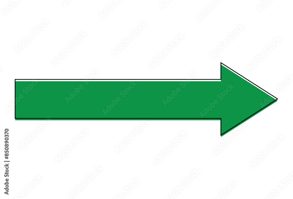 Wall mural thick arrow icon vector styles isolated on white background. green large forward or right pointing s