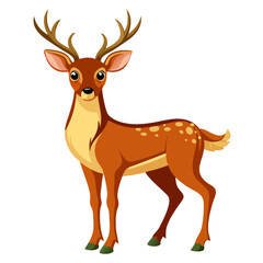 deer vector illustration, cute animal vector illustration, deer illustration vector, cute deer cartoon illustration
