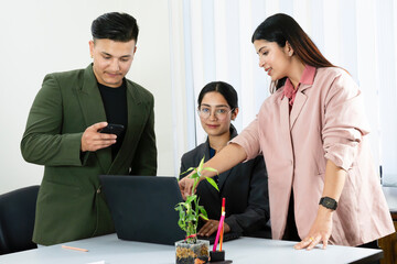 Young Office Team Members in a Business Meeting Room discussin and team work showing leadership