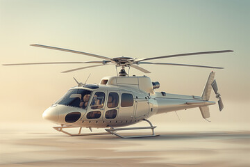 3D Render of a Helicopter Front View with Tan Background