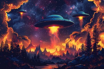 abstract background in colors and patterns for World UFO Day 