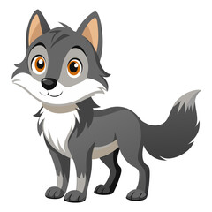 Wolf vector illustration, cute animal vector illustration, Wolf illustration vector, cute Wolf cartoon illustration