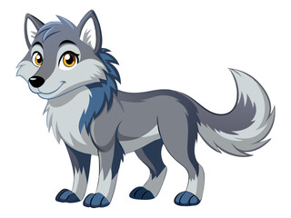 Wolf vector illustration, cute animal vector illustration, Wolf illustration vector, cute Wolf cartoon illustration
