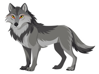 Wolf vector illustration, cute animal vector illustration, Wolf illustration vector, cute Wolf cartoon illustration