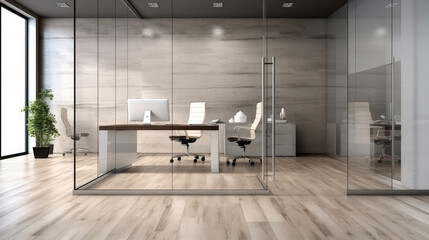 Contemporary Office Space With Glass Partitions