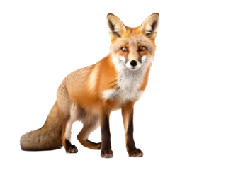 a fox standing on a white background