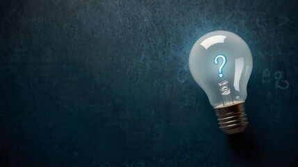 Light bulb with question mark sign, concept of creativity, ideas and curiosity.