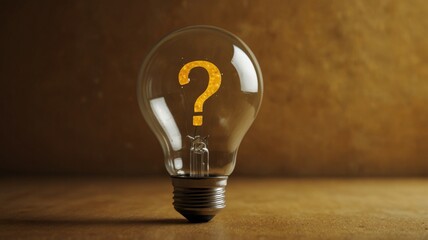Light bulb with question mark sign, concept of creativity, ideas and curiosity.