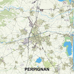 Perpignan, France map poster art