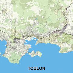 Toulon, France map poster art