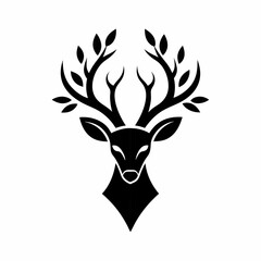 Modern and minimalist style Deer head with tree icon logo vector illustration 