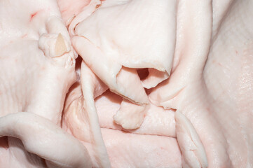 Fresh lard.Bacon pork background.Lard homemade top view.Pork fat.