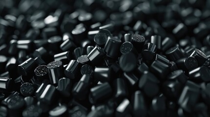 Obraz premium High-Quality Black Plastic Pellets Close-Up