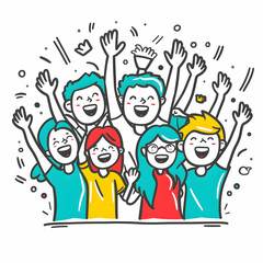 Fototapeta premium Excited Friends Cheering at Concert 3D Flat Icon Concept