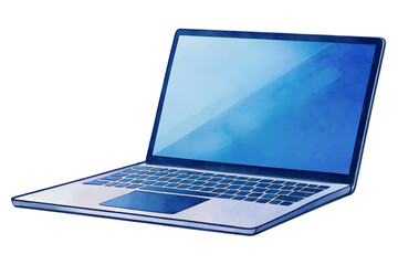 Sleek Illustrated Laptop with Blue Screen and Keyboard