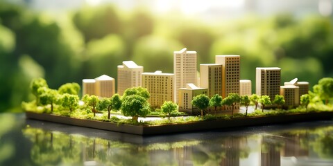 Sustainable urban developments use green materials renewable energy and smart infrastructure. Concept Urban Sustainability, Green Materials, Renewable Energy, Smart Infrastructure