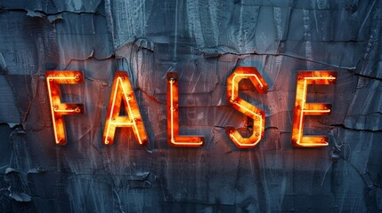 Fototapeta premium Orange LED Fake and Misinformation concept art poster.