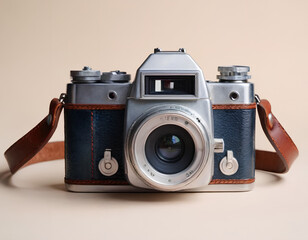 Vintage Camera with Leather Strap - Nostalgic Photography Art