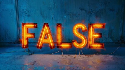 Fototapeta premium Orange LED Fake and Misinformation concept art poster.