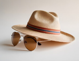 Summer Essentials - Straw Hat and Sunglasses in Sunlight