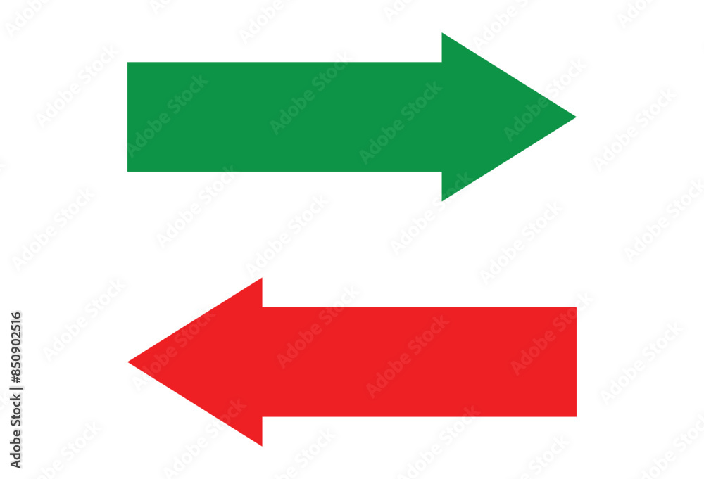 Wall mural green right arrow vector and red left arrow vector icon vector illustration design. right direction 